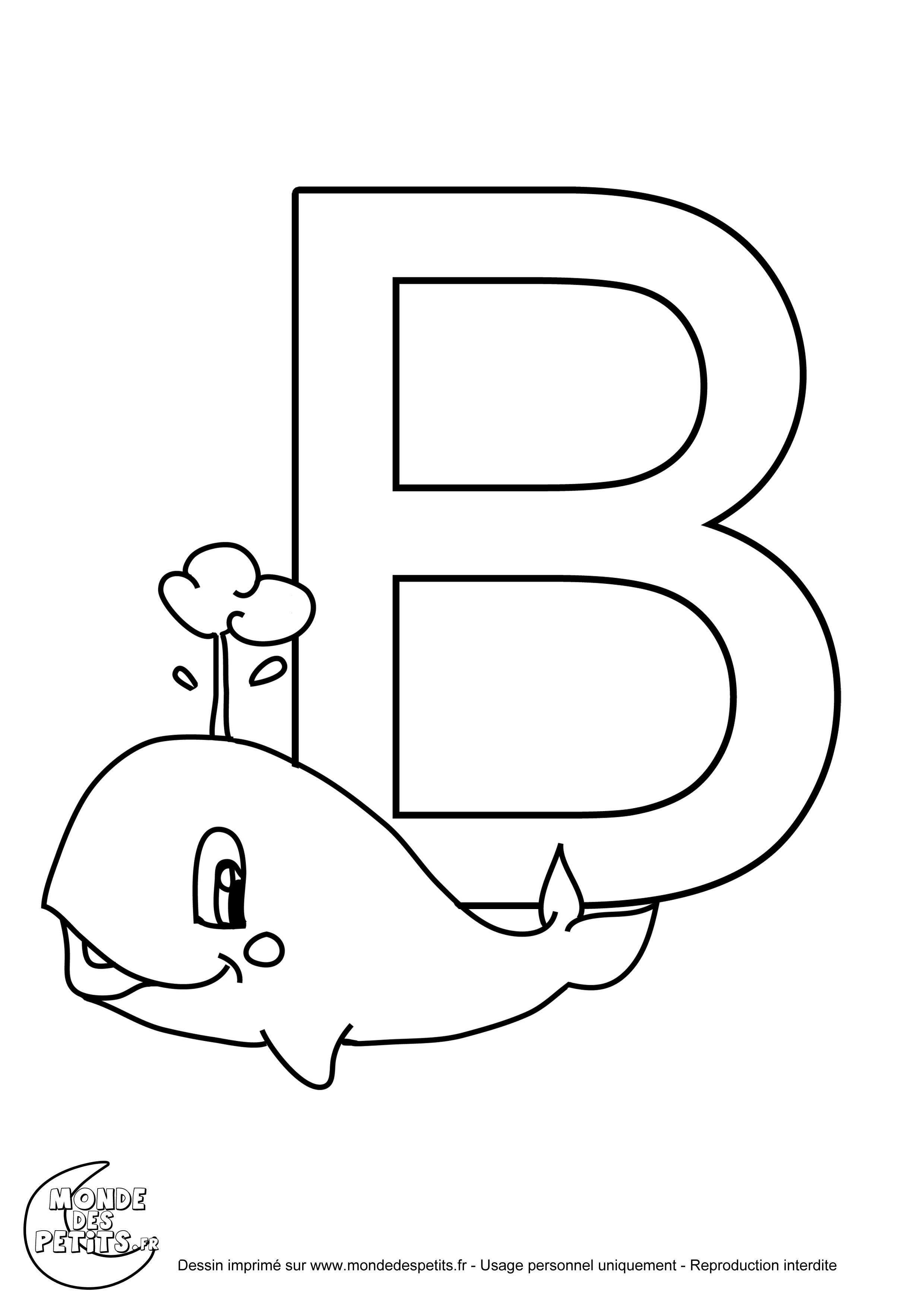 Coloriage la lettre b   colorier pour les enfants