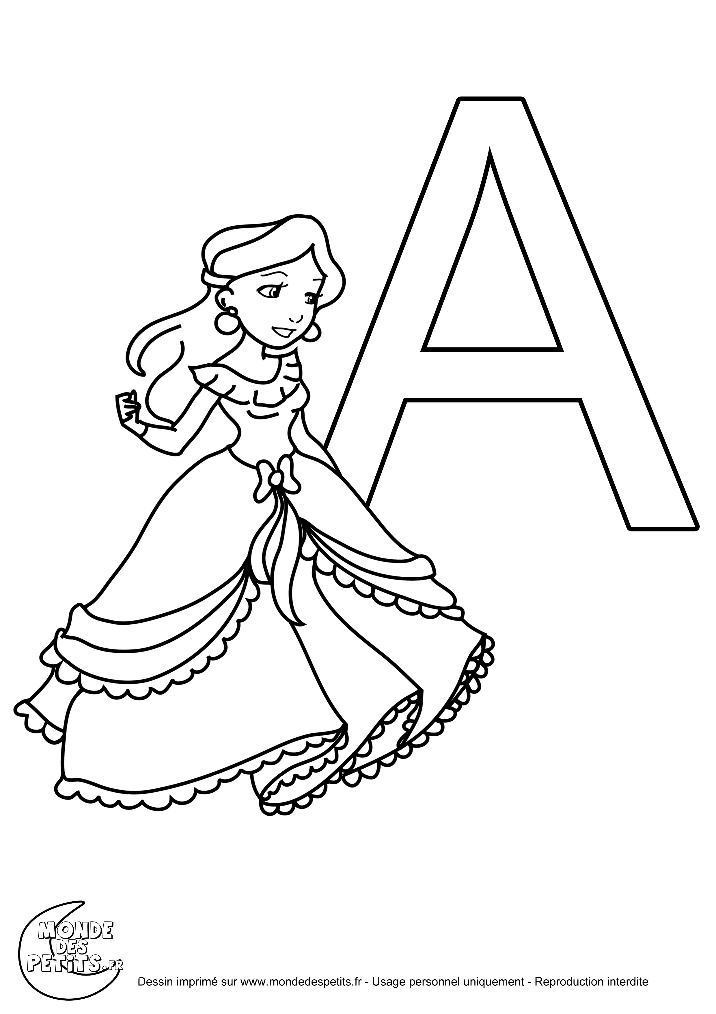 Coloriage de l alphabet des princesses