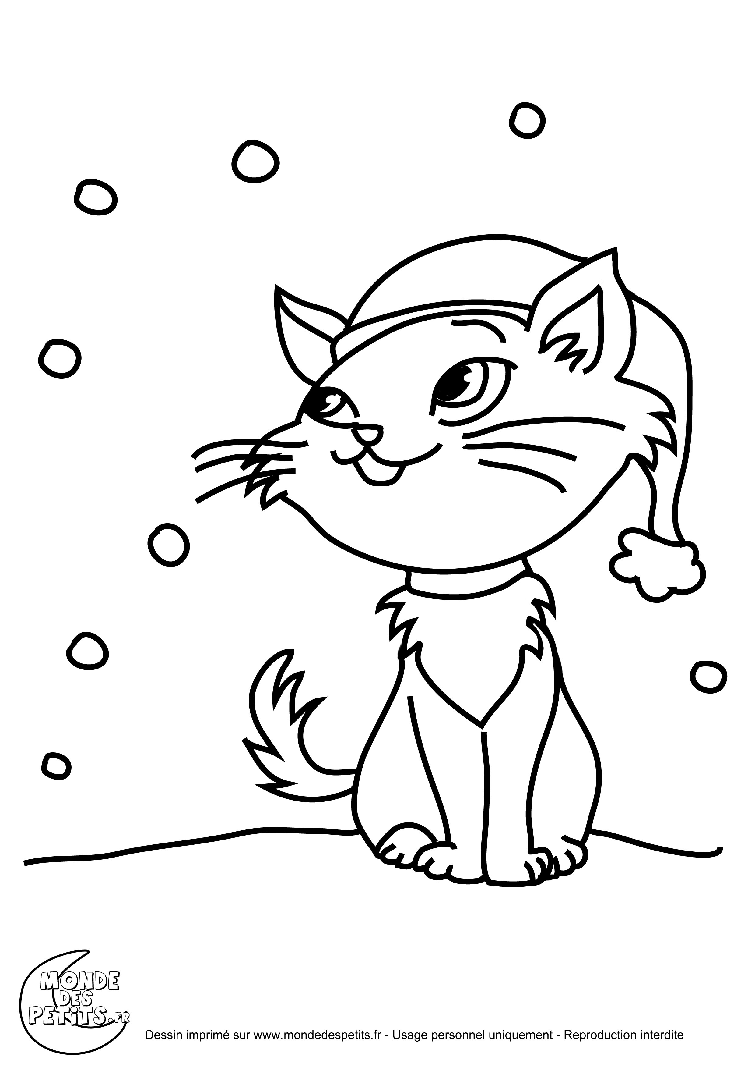 Coloriage le chat   la neige