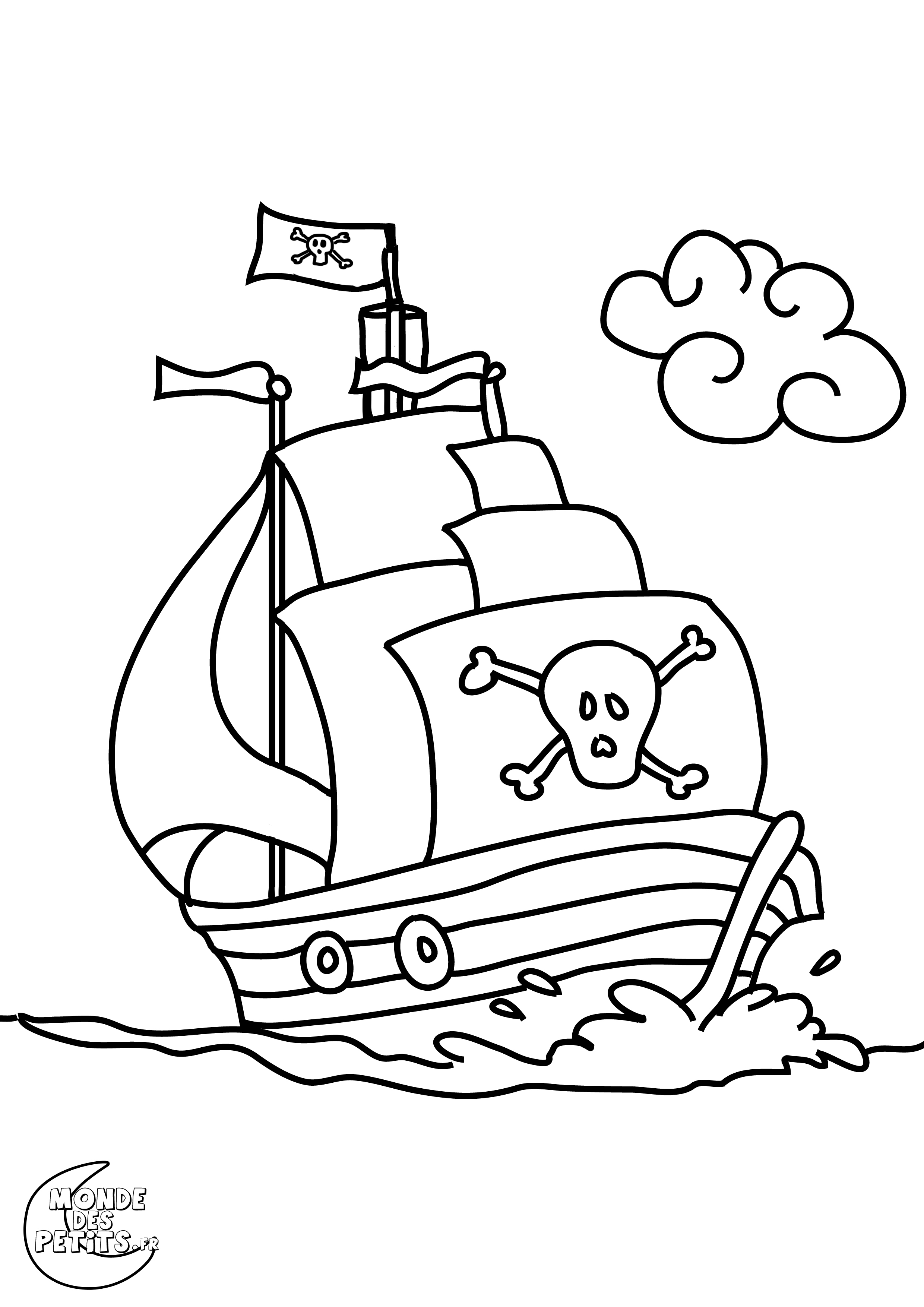Coloriage Un petit bateau rigolo Coloriage le bateau pirate