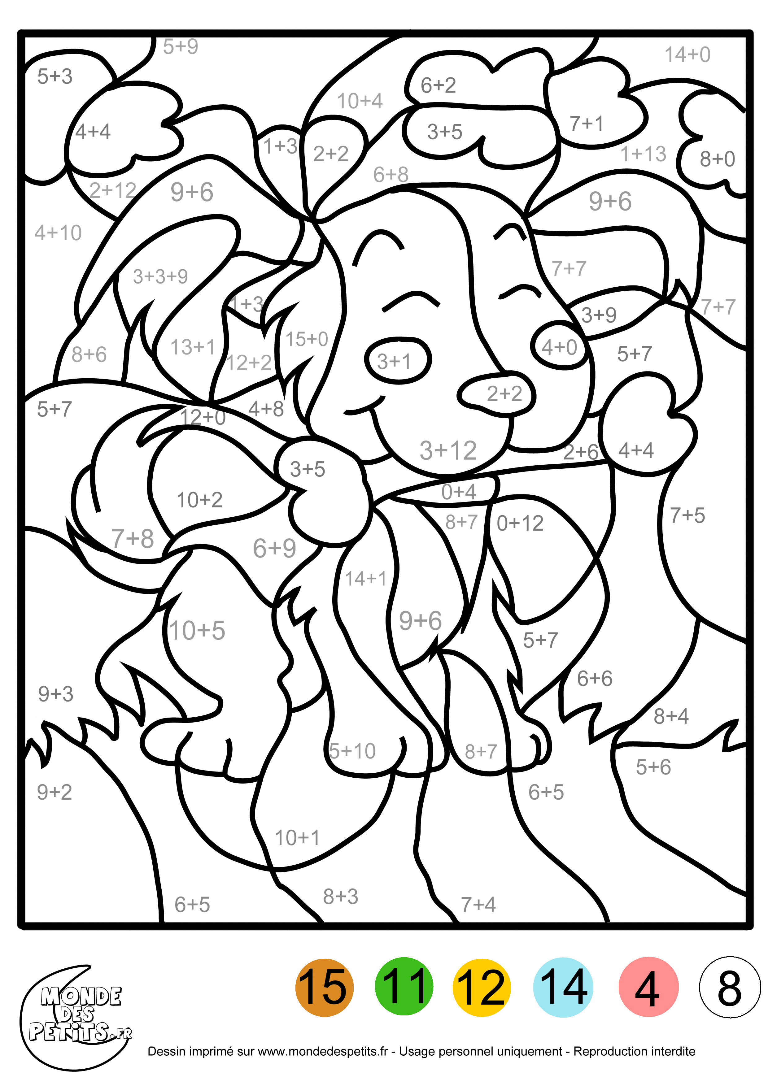 coloriage magique cp addition - Coloriages magiques BDG les additions de petits nombres 