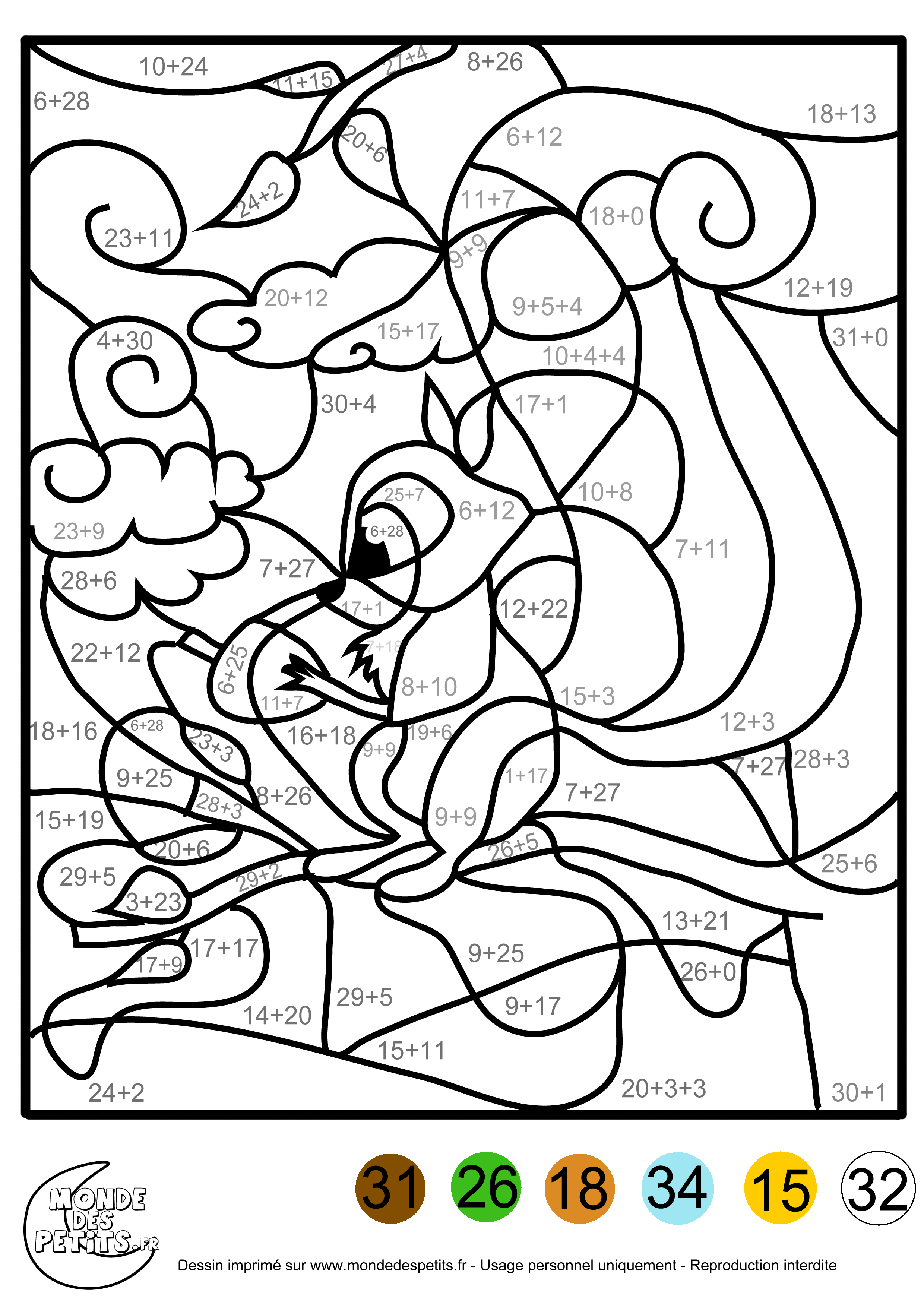 Coloriage magique les additions Coloriage magique apprendre les additions aux enfants Coloriage magique les additions pour