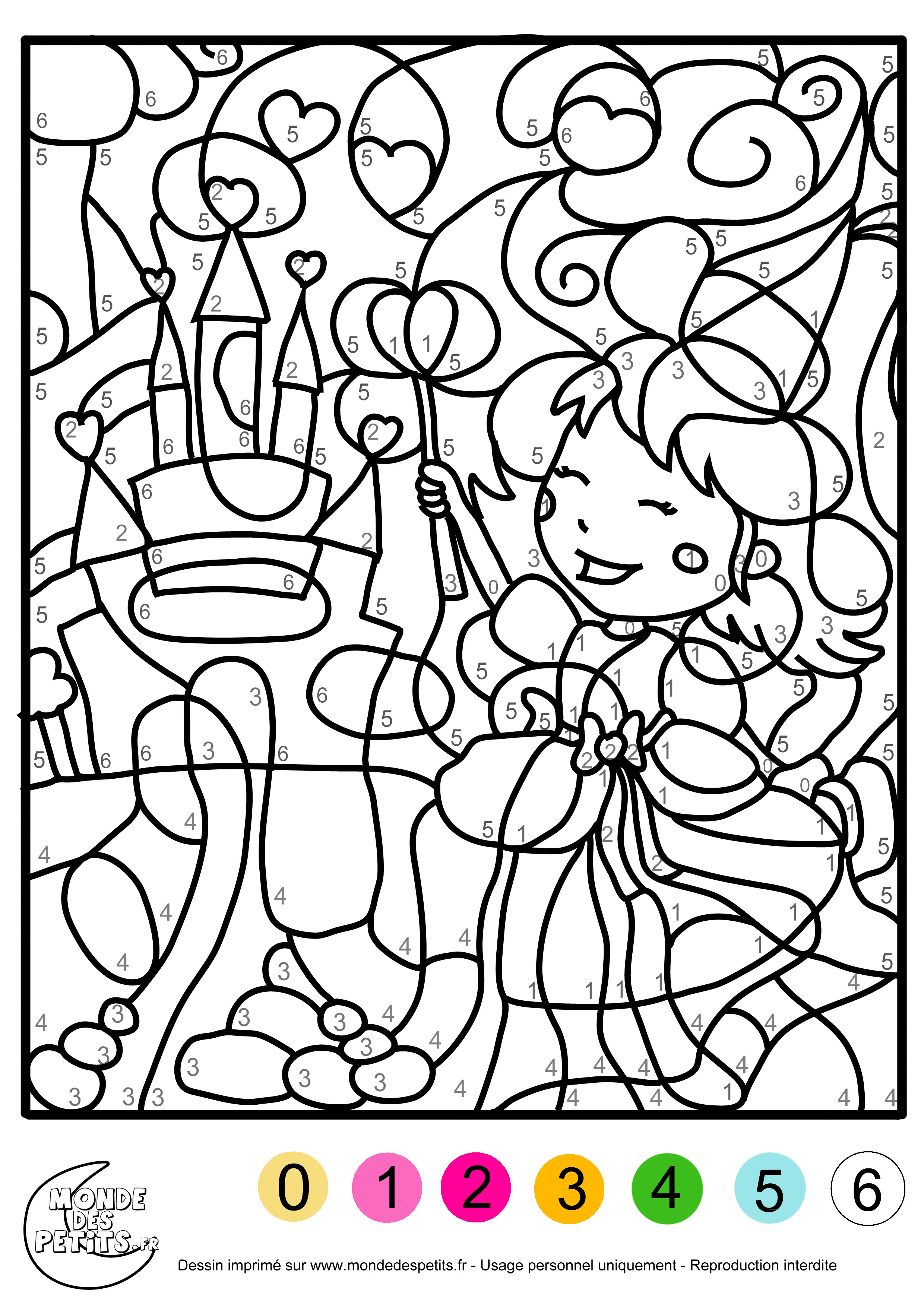 des chiffres pour les enfants Coloriage magique pour les filles