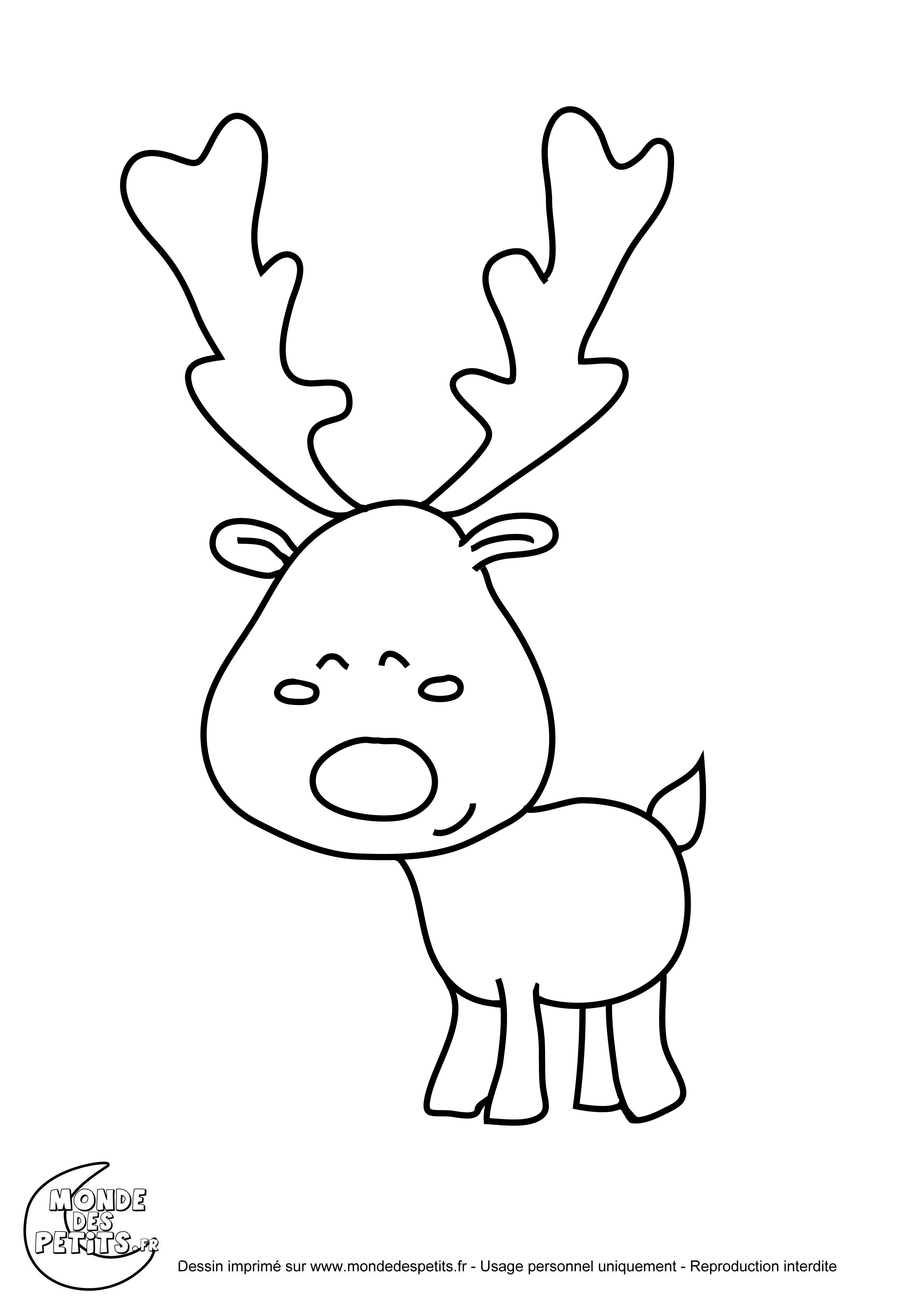 Coloriage de renne de noel