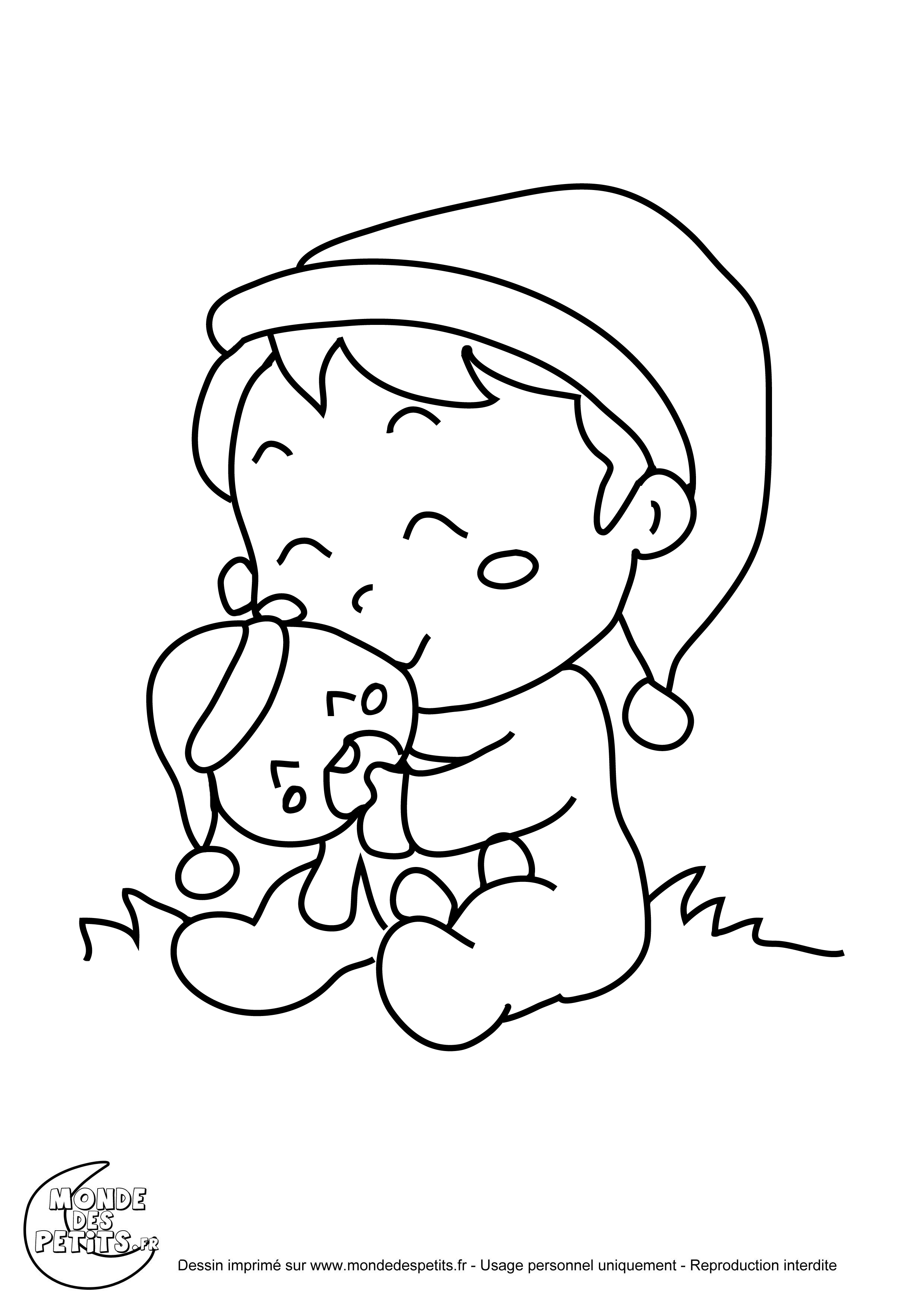 coloriage le bb de noel et son nounours with coloriage bb