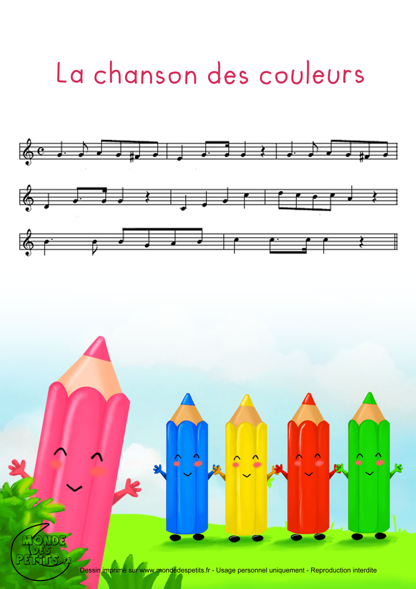 chanson, couleur, apprendre, enfant, bébé, comptine,