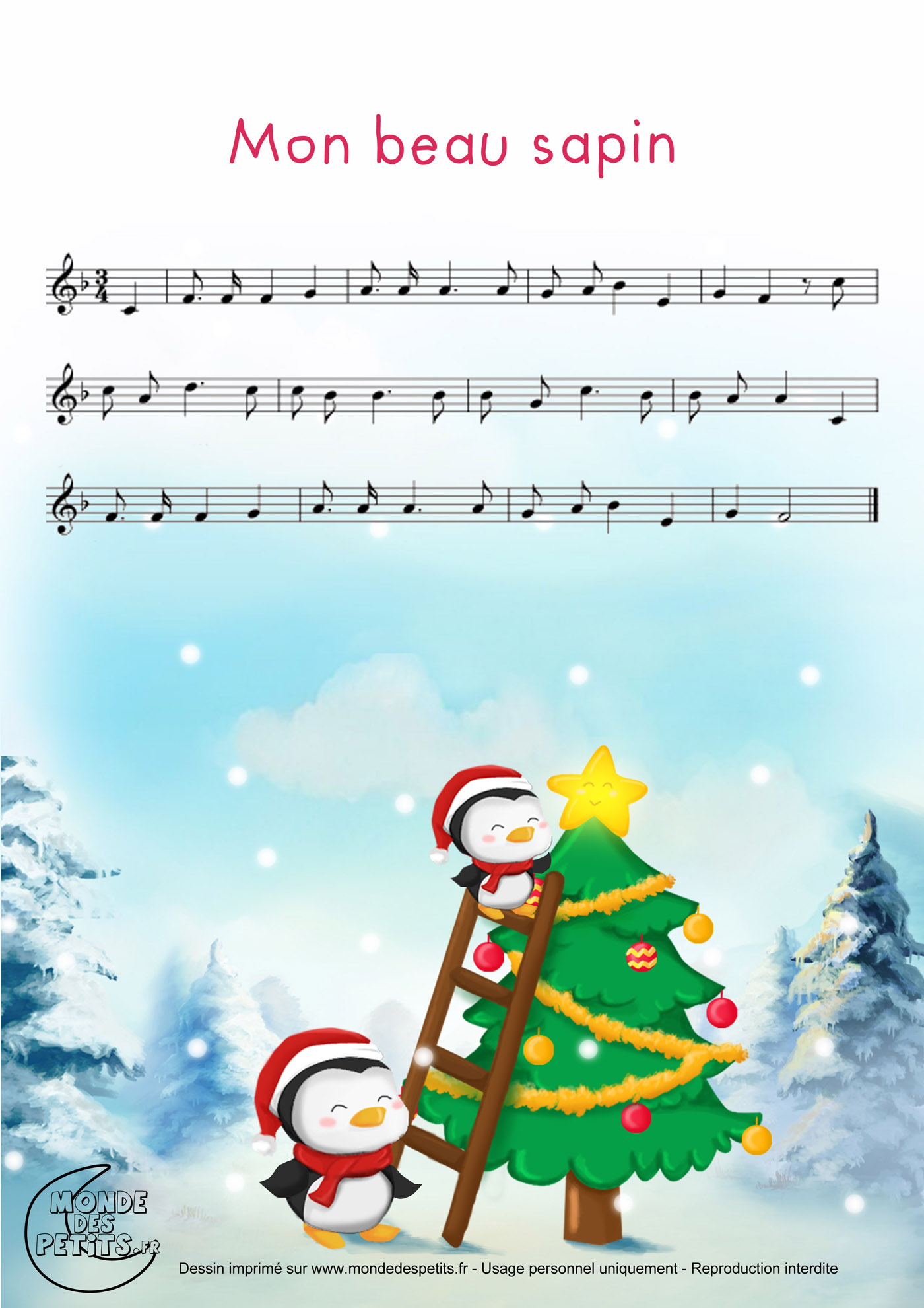 paroles, partition, vidéo, paroles, imprimer, chanson, comptine, noel, enfant, beau, sapin,