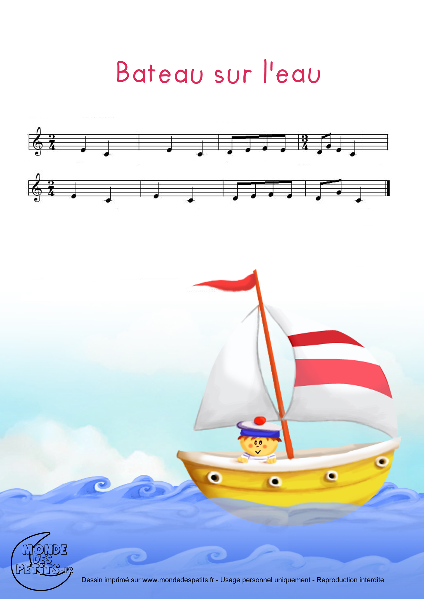 comptine, chanson, enfant, parole, bateau, eau