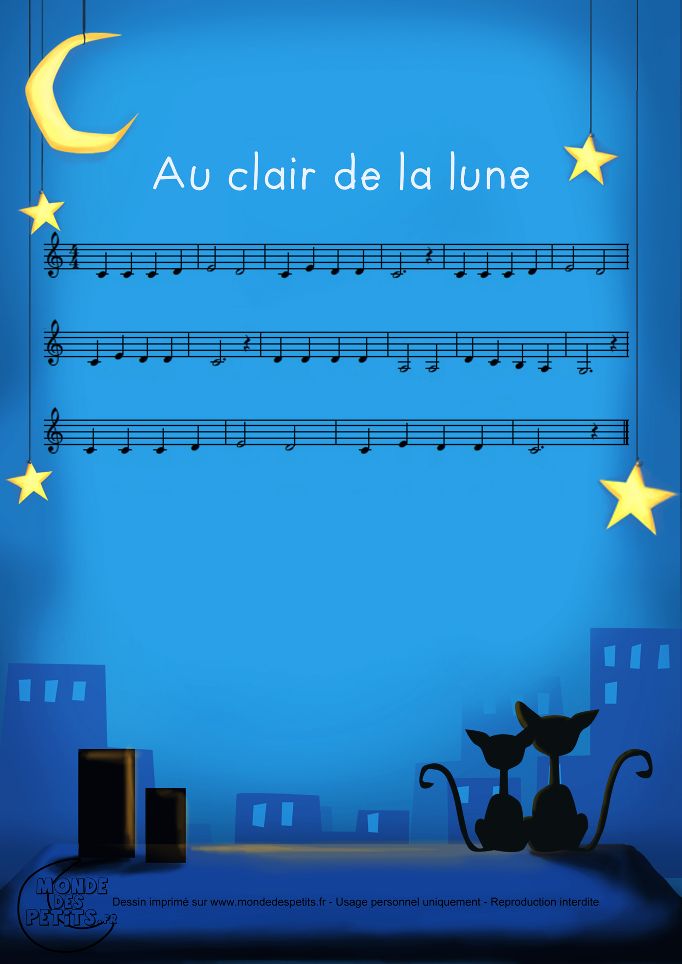 clair, lune, enfant, paroles, chanson, pierrot, vidéo, comptine, partition