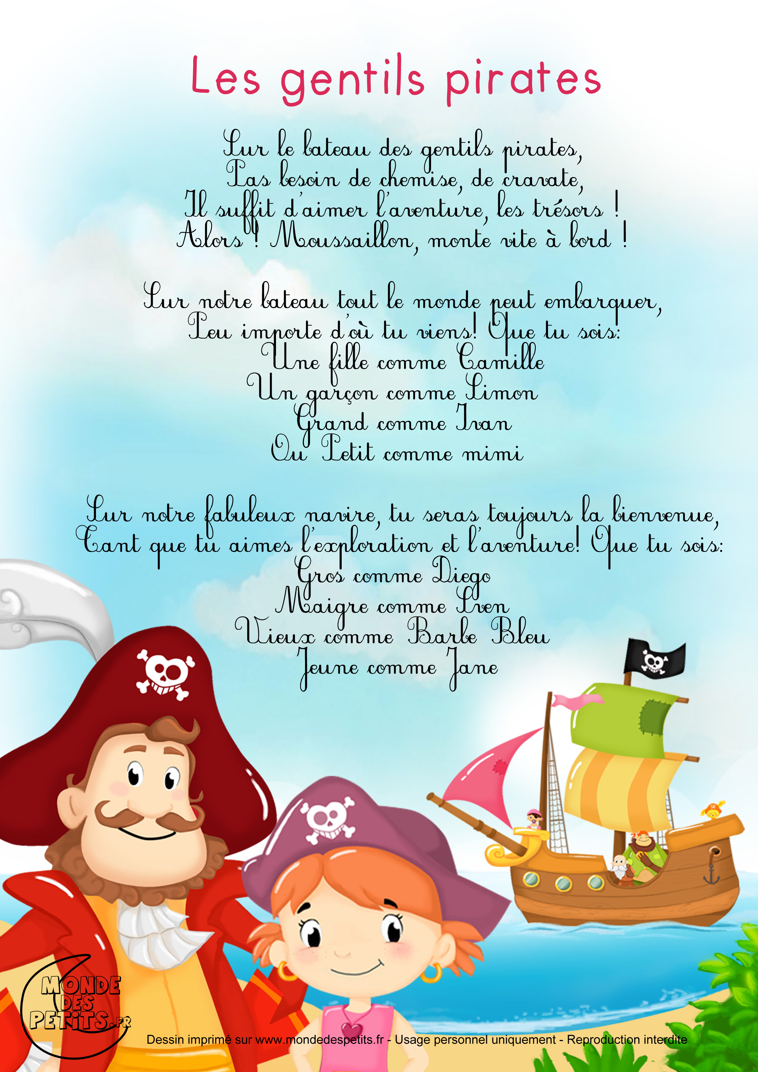 chanson, comptine, enfant, pirate, bébé, mousaillon, monde, petit,