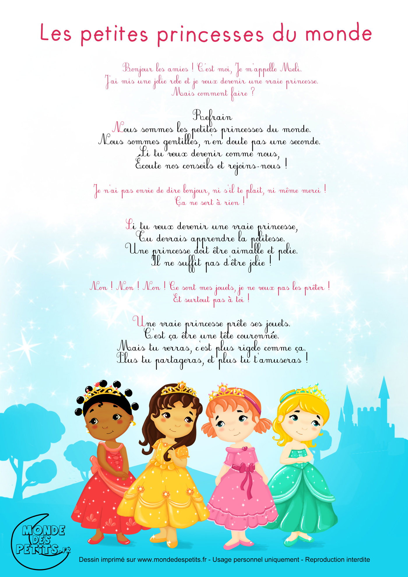 chanson, comptines, princesses, monde, enfant, petite, 