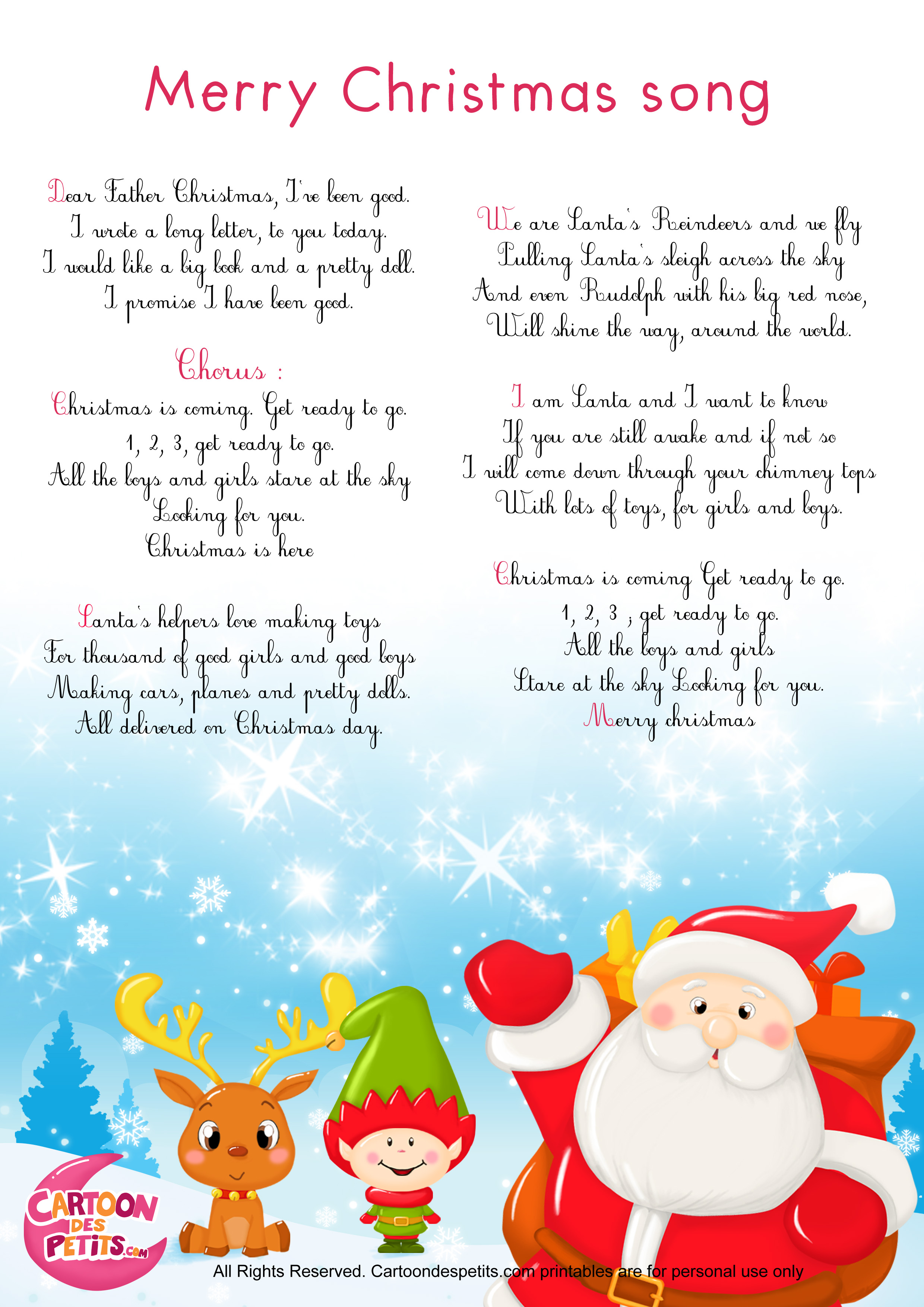 Merry Christmas song (Anglais)