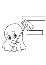 Coloriage de la lettre F avec le petit fantome