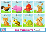 Cartes à imprimer apprendre les animaux en Anglais