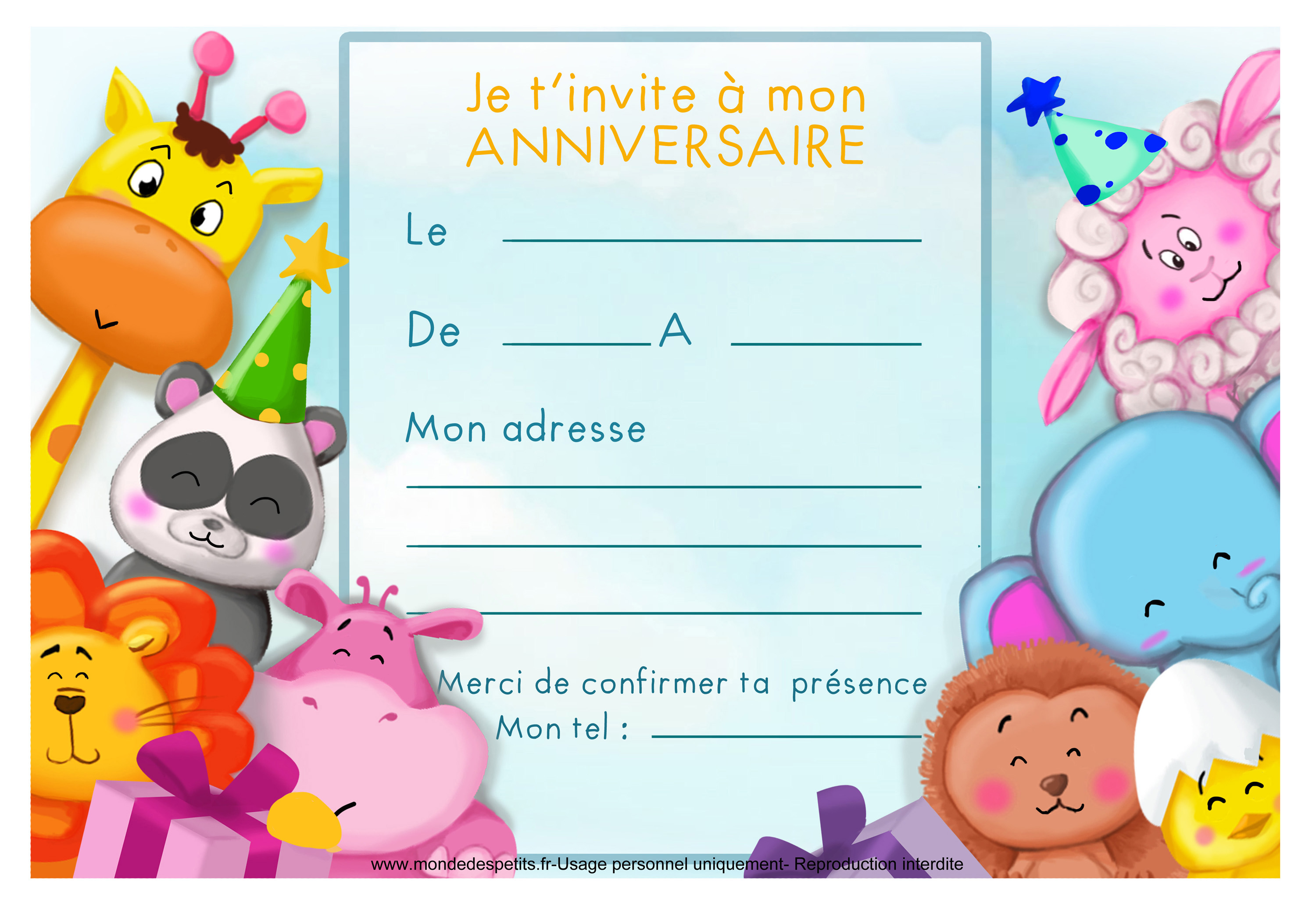 Carte anniversaire : Invitation d'anniversaire gratuite à imprimer