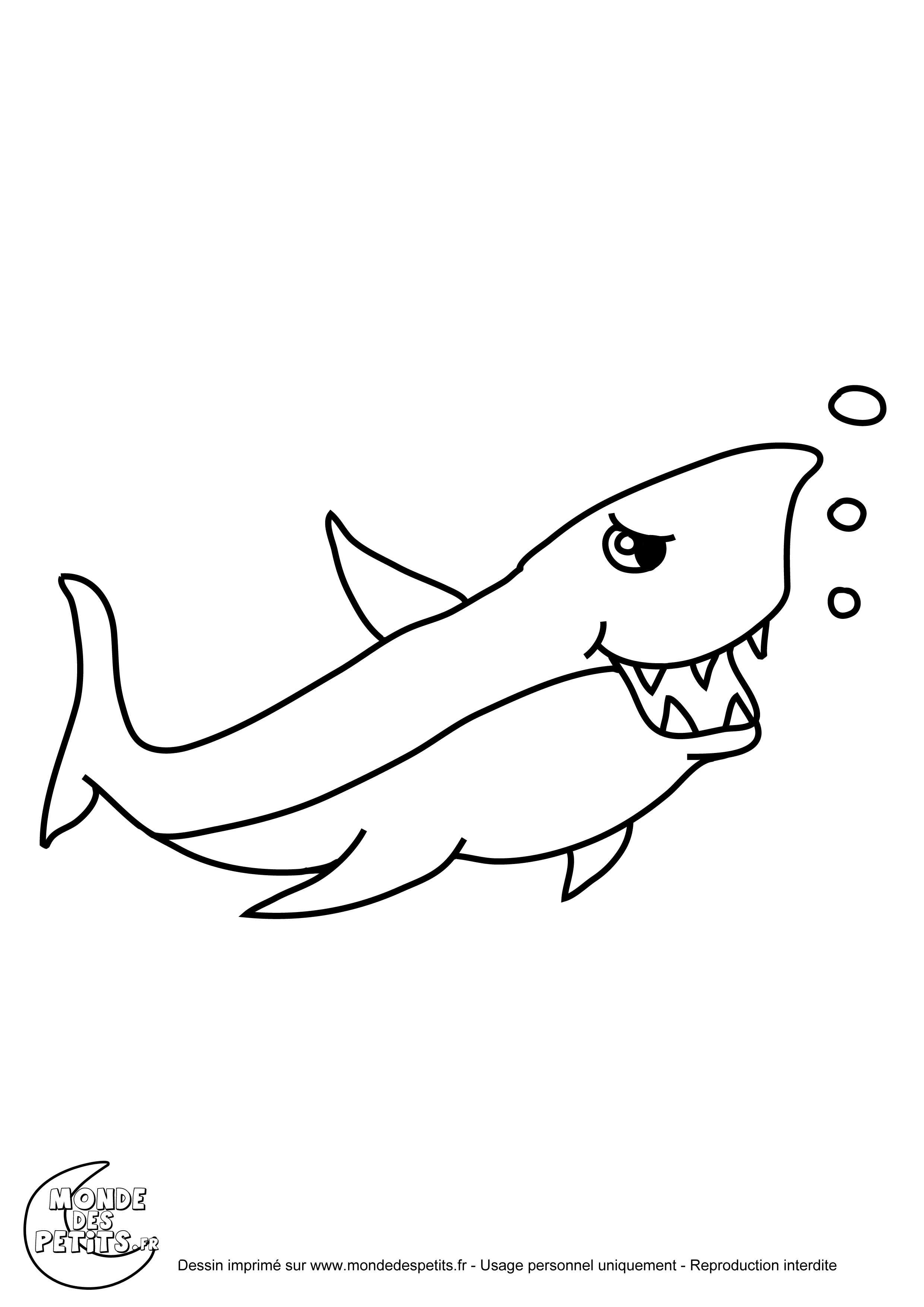 Coloriage - bébé requin  Coloriages à imprimer gratuits