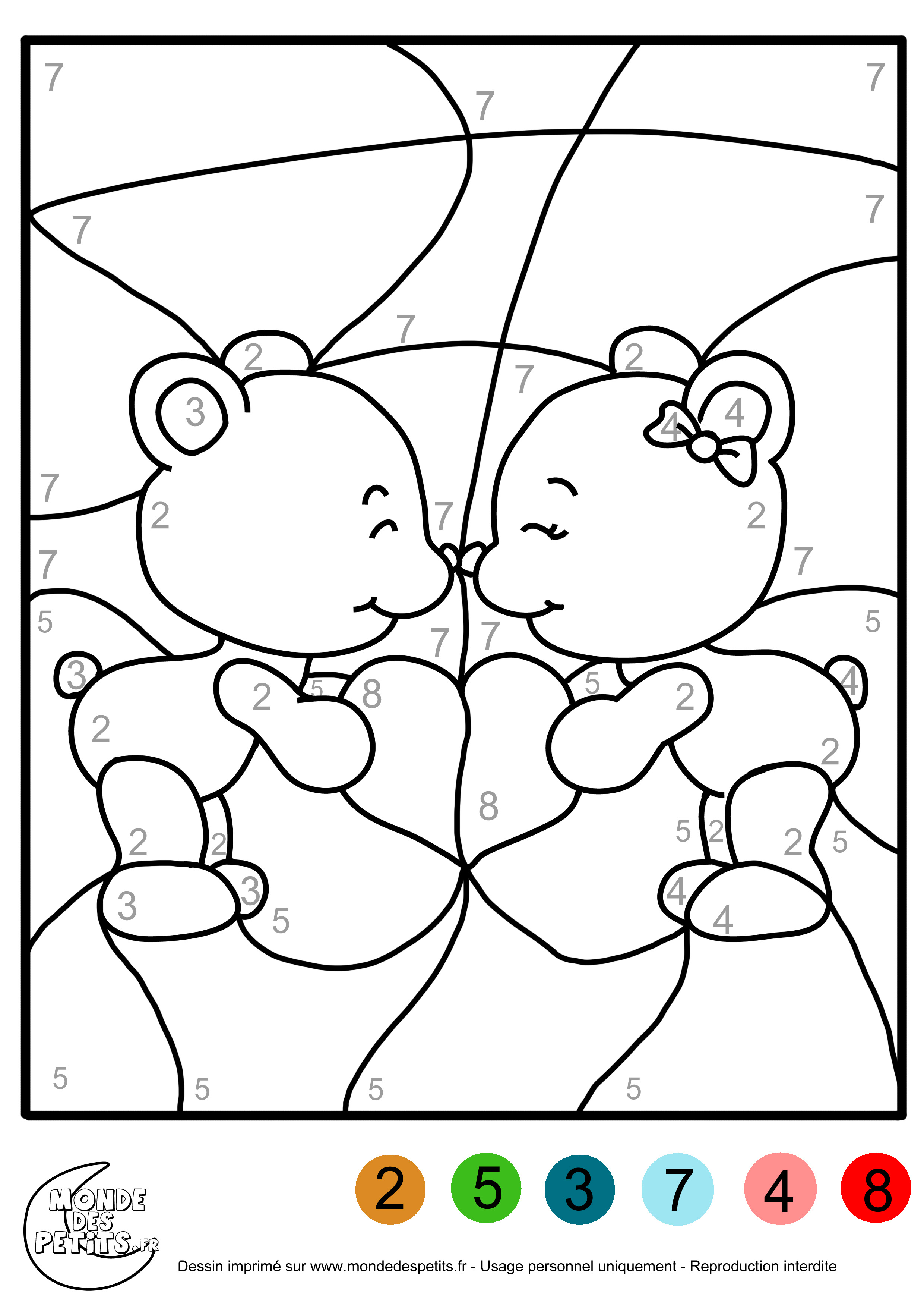 Coloriage à imprimer : Chiffres et formes - Coloriages magiques