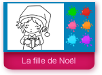 Jeu de coloriage  Petite fille et ses cadeaux de Noël