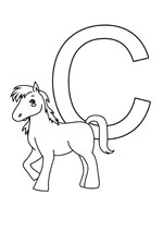 Coloriage de la lettre c comme cheval pour les enfants