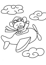 Coloriage enfant l'avion mignon