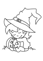 Coloriage d'Halloween la sorcière mignonne