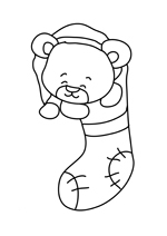 Coloriage le nounours de noel et sa chaussette