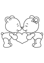 Coloriage les nounours amoureux