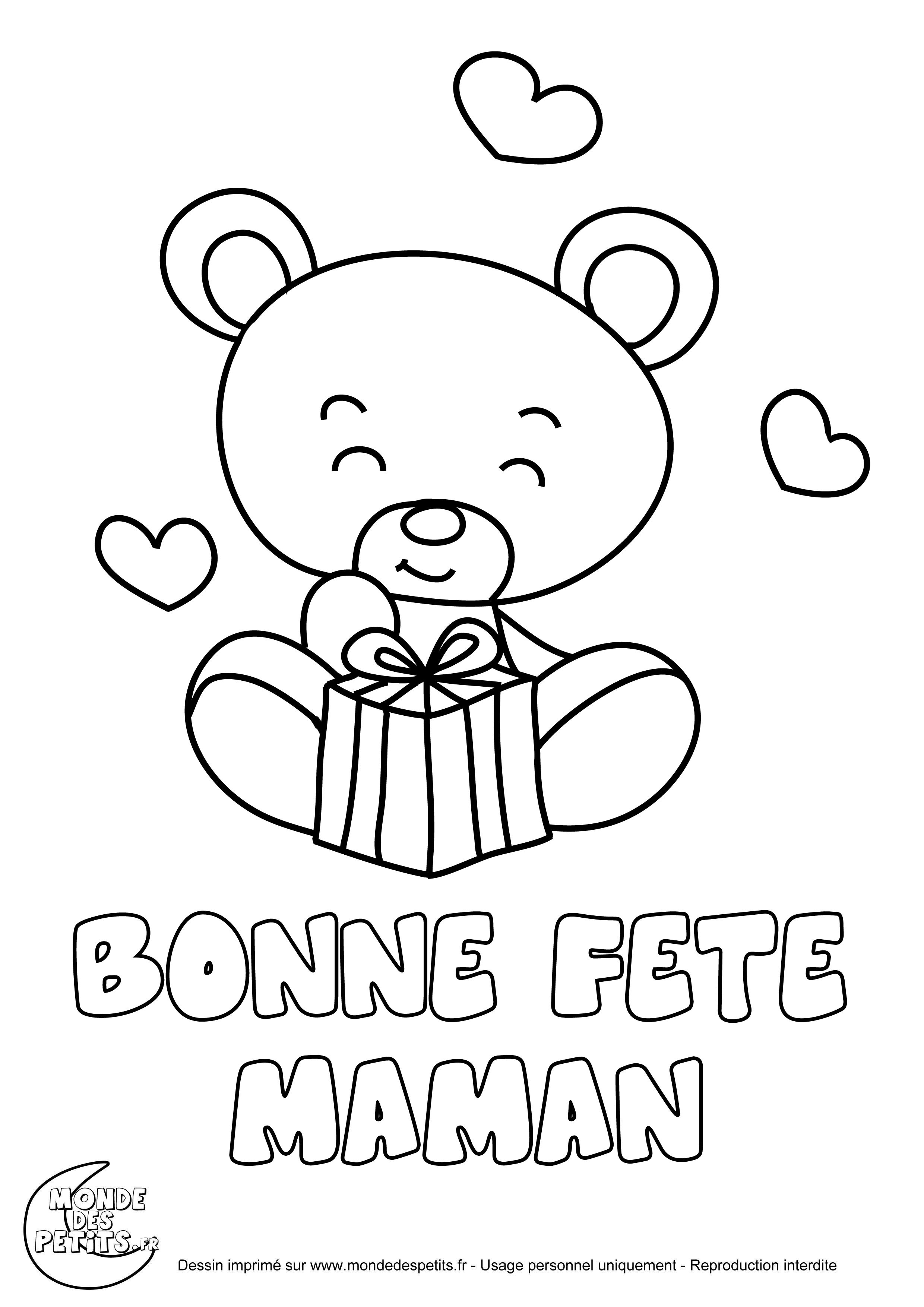 Coloriage bonne fête maman en Ligne Gratuit à imprimer