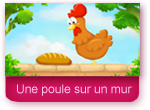 Une poule sur un mur