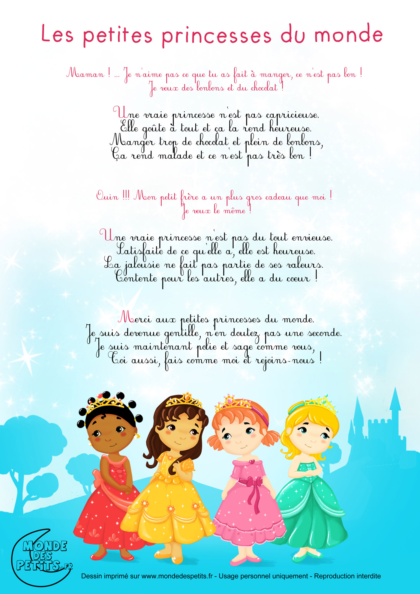 Monde des petits - Les petites princesses du monde, chanson pour enfants