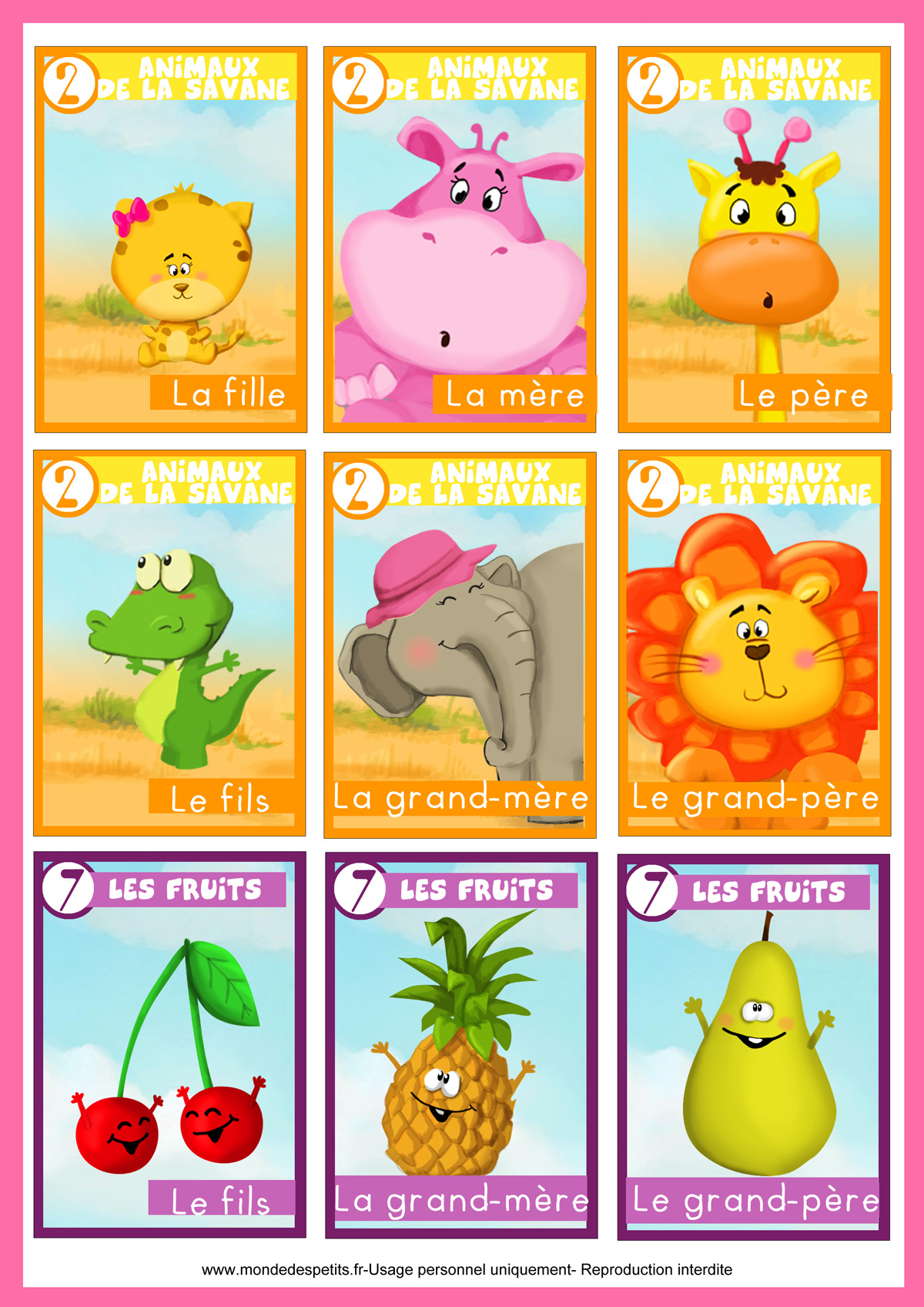 Jeu des 7 familles à imprimer : les animaux de la ferme