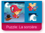 Jeu de puzzle avec une petite sorcière