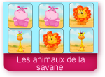 Jeu de memory: les animaux de la savane