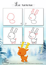Dessin1_Comment dessiner un renne de Noël ? 
