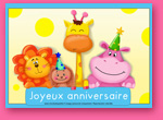 Carte d 'anniversaire enfant: les animaux