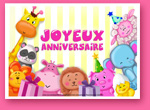 Carte d'anniversaire: les animaux rigolos