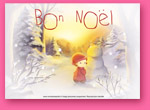 Carte de noel avec un bonhomme de neige