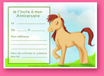 Carte d'invitation d 'anniversaire à imprimer: les chevaux