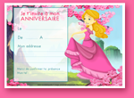 Carte d'invitation à imprimer pour les filles: la princesse