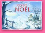 Carte de noel sous la neige