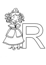 Coloriage de l'alphabet avec les princesses. La lettre r