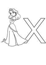 Coloriage pour nos petites filles de la lettre x