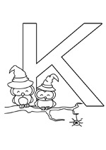 Coloriage de la lettre K avec de petits sorciers