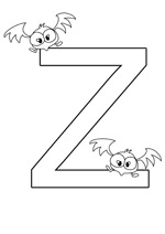 Coloriage de lettre Z avec chauve-souris d'Halloween