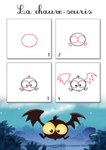 Dessin1_Comment dessiner une chauve-souris d'Halloween 