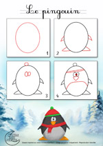 Dessin1_Comment dessiner un pingouin de Noël ?