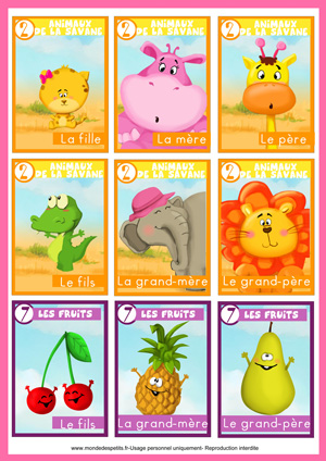 Jeu de cartes des 7 familles pour les enfants